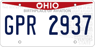 OH license plate GPR2937