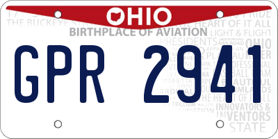 OH license plate GPR2941
