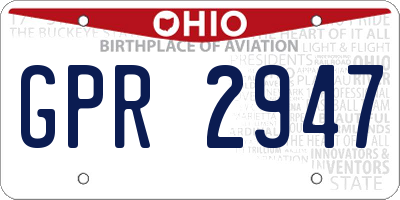 OH license plate GPR2947