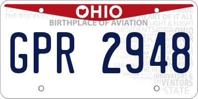 OH license plate GPR2948