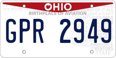 OH license plate GPR2949