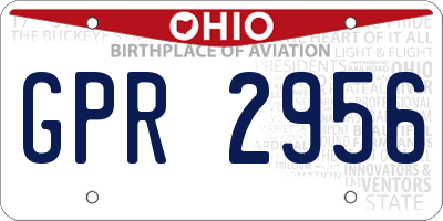 OH license plate GPR2956