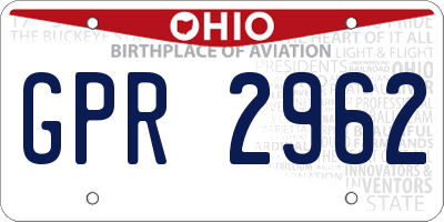 OH license plate GPR2962