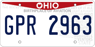 OH license plate GPR2963