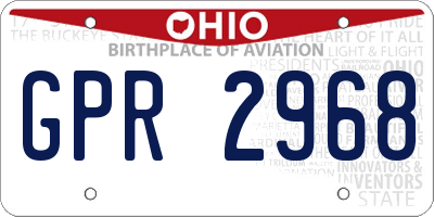 OH license plate GPR2968
