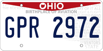 OH license plate GPR2972