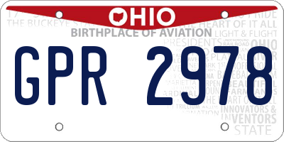 OH license plate GPR2978