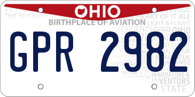 OH license plate GPR2982