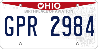 OH license plate GPR2984