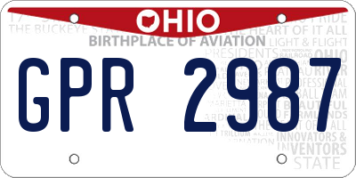 OH license plate GPR2987