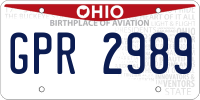 OH license plate GPR2989