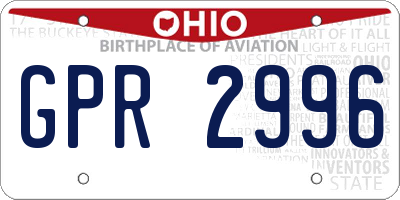 OH license plate GPR2996