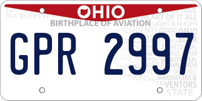 OH license plate GPR2997