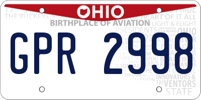 OH license plate GPR2998