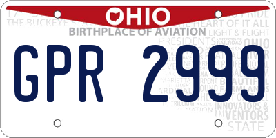 OH license plate GPR2999