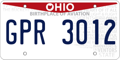 OH license plate GPR3012