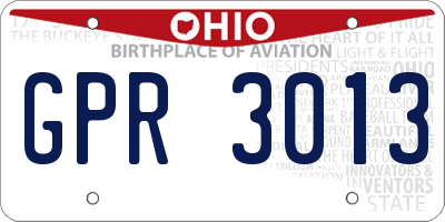 OH license plate GPR3013