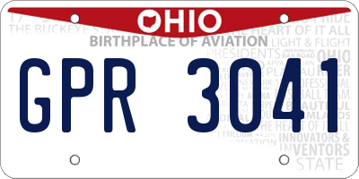 OH license plate GPR3041