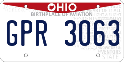 OH license plate GPR3063