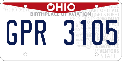 OH license plate GPR3105
