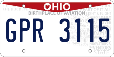 OH license plate GPR3115