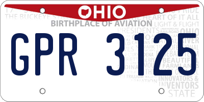 OH license plate GPR3125