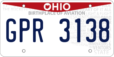 OH license plate GPR3138
