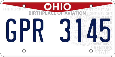 OH license plate GPR3145