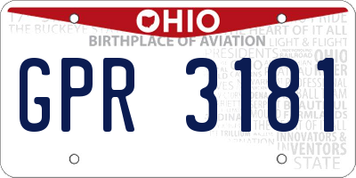 OH license plate GPR3181