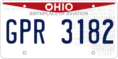 OH license plate GPR3182