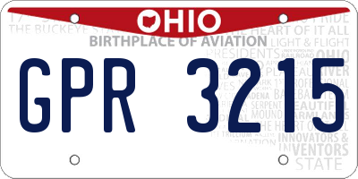 OH license plate GPR3215