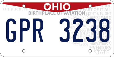 OH license plate GPR3238