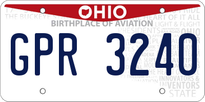 OH license plate GPR3240