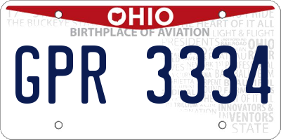 OH license plate GPR3334