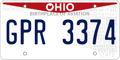 OH license plate GPR3374