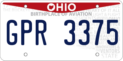 OH license plate GPR3375