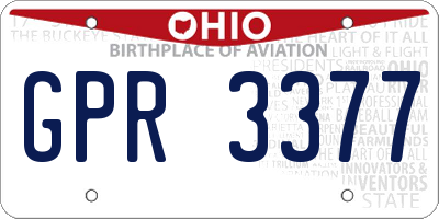 OH license plate GPR3377