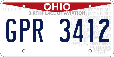OH license plate GPR3412