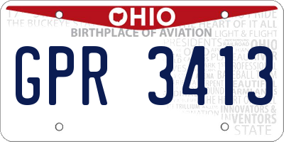 OH license plate GPR3413