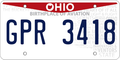 OH license plate GPR3418