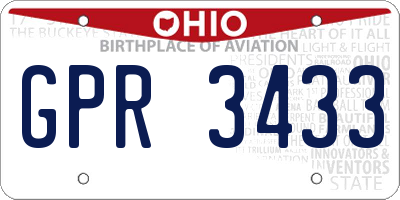 OH license plate GPR3433