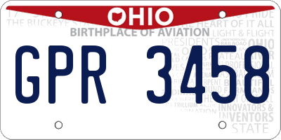 OH license plate GPR3458