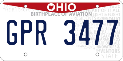 OH license plate GPR3477