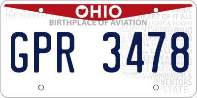 OH license plate GPR3478