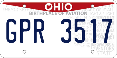 OH license plate GPR3517