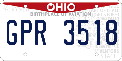 OH license plate GPR3518