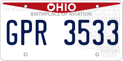 OH license plate GPR3533