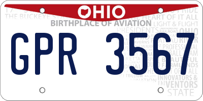 OH license plate GPR3567