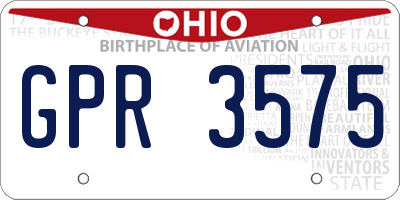 OH license plate GPR3575