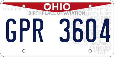 OH license plate GPR3604